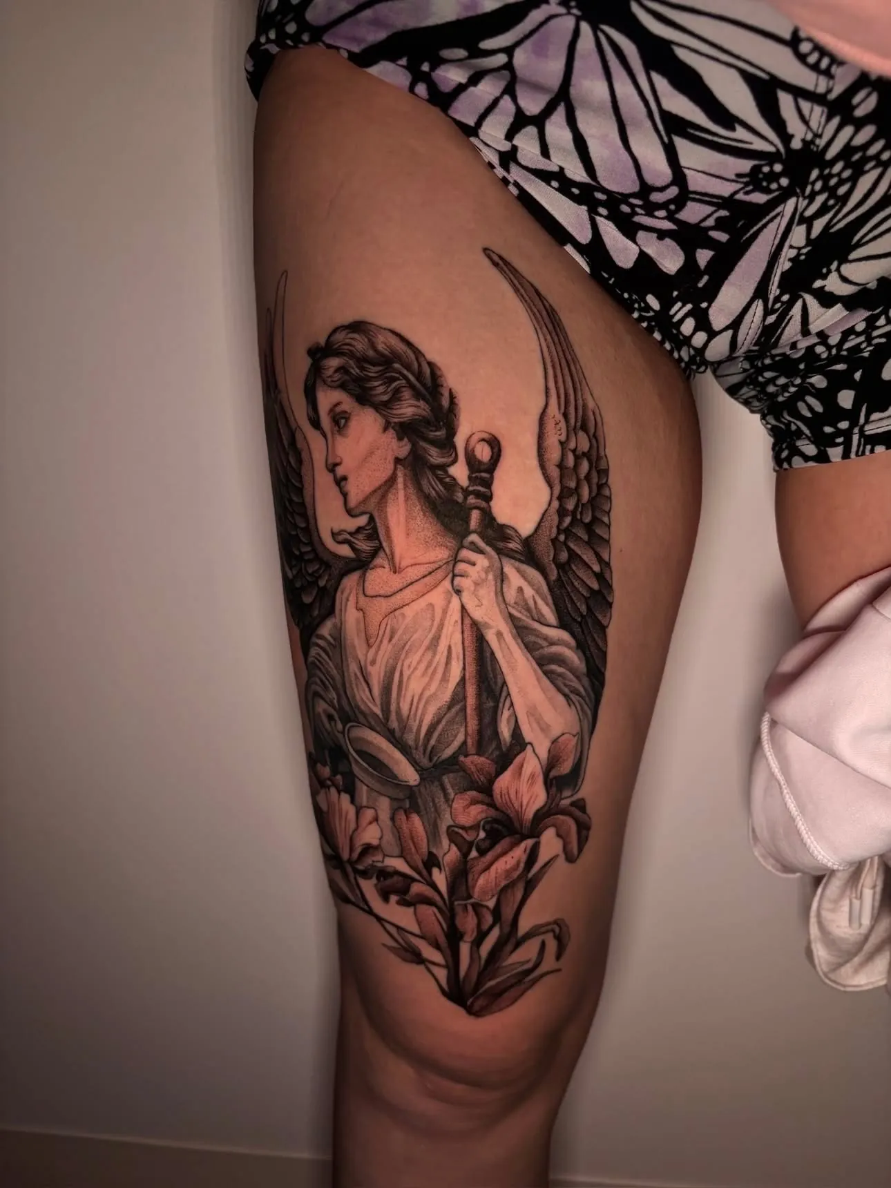 Guardian — realism tattoo, thigh