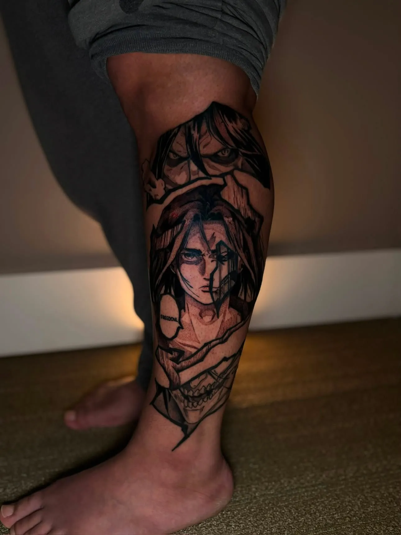 Nightblade — anime tattoo, leg